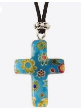 Glass Cross Pendant Necklace Milano Glass